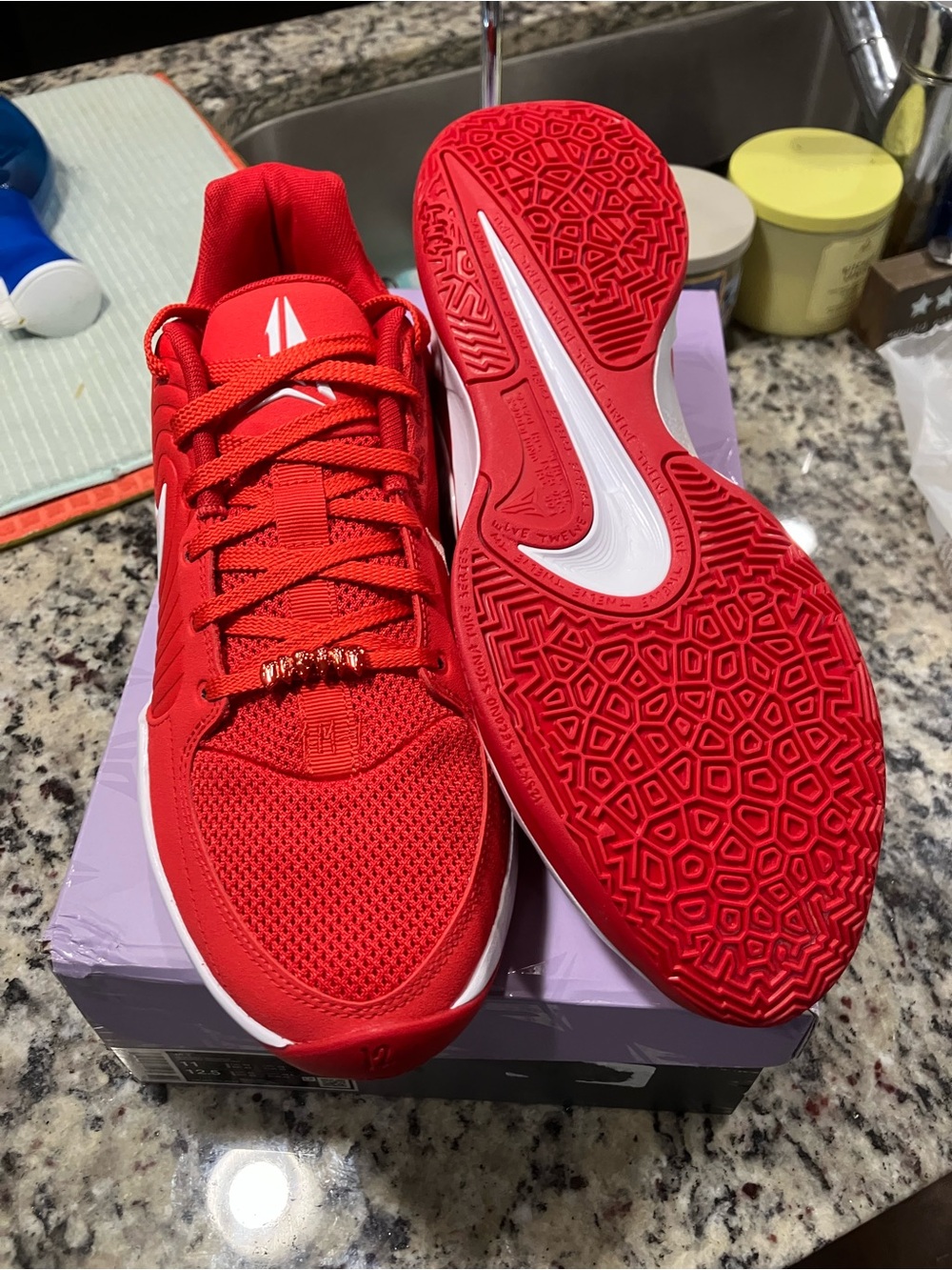 Nike Men’s Ja 2 - Red Sneakers with White Swoosh Sz 11 - Picture 3 of 5
